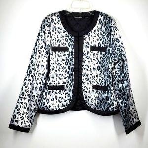 Michael Simon White and Black Leopard Blazer M NWOT